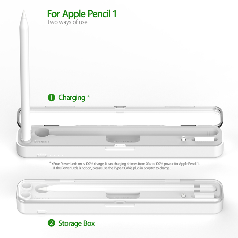 2-in-1 Wireless Charging Apple Pencil Box with battery