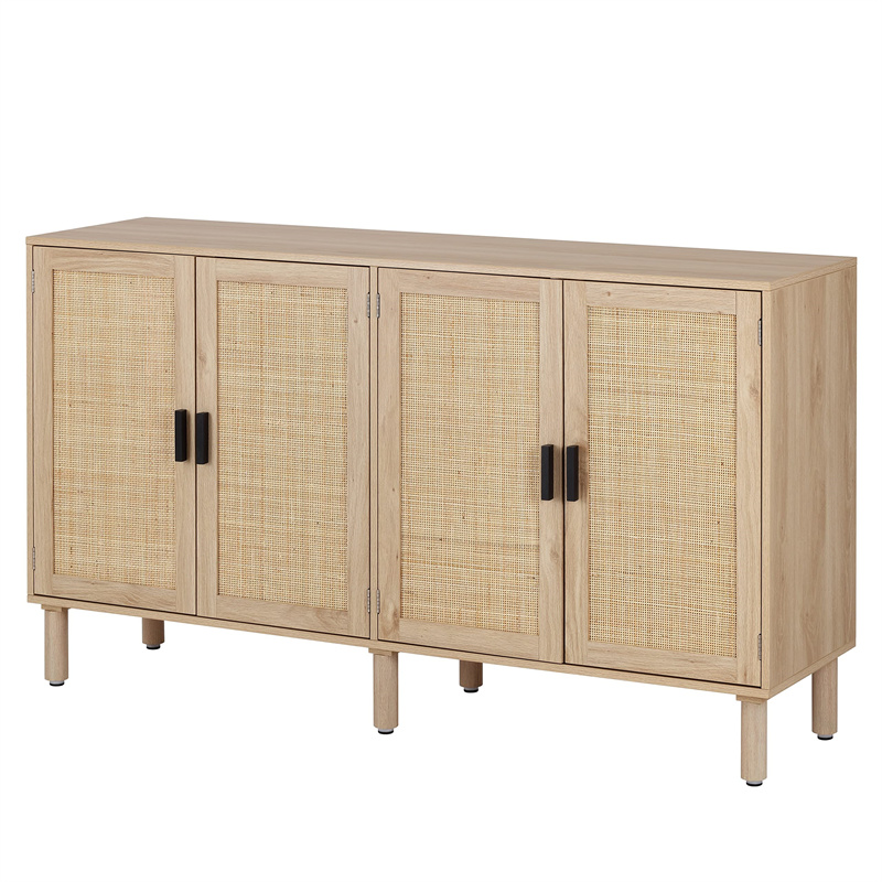 Sideboard Buffet Kitchen Storage <a href='/cabinet/'>Cabinet</a> with Rattan Decorated Doors, Dining Room, Hallway, <a href='/cupboard/'>Cupboard</a> Console Table, Liquor / <a href='/accent-cabinet/'>Accent Cabinet</a>, 31.5X 15.8X 34.6 Inches, Natural