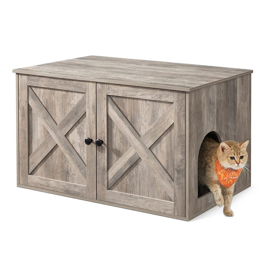 Cat <a href='/litter-box/'>Litter Box</a> Enclosure, Litter Box Furniture Hidden with Removable Divider, Indoor <a href='/cat-house/'>Cat House</a>, End Table, 31.5 x 20.9 x 19.7 Inches