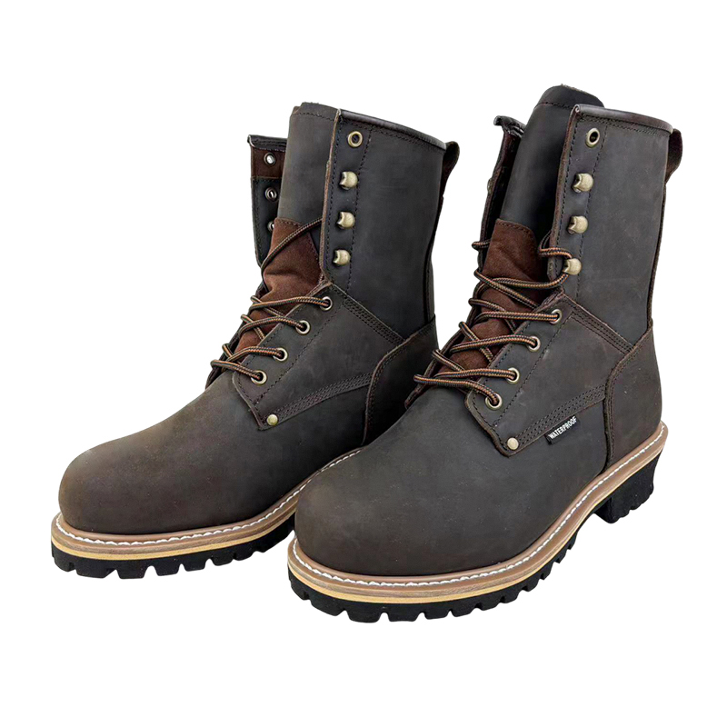 Safety <a href='/leather-logger-boots/'>Leather <a href='/logger-boots/'>Logger Boots</a></a> Steel Toe Goodyear Welt Shoes