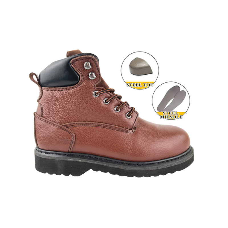 6 Inch Brown <a href='/goodyear-safety-shoes/'>Goodyear <a href='/safety-shoes/'>Safety Shoes</a></a> with Steel Toe and plate