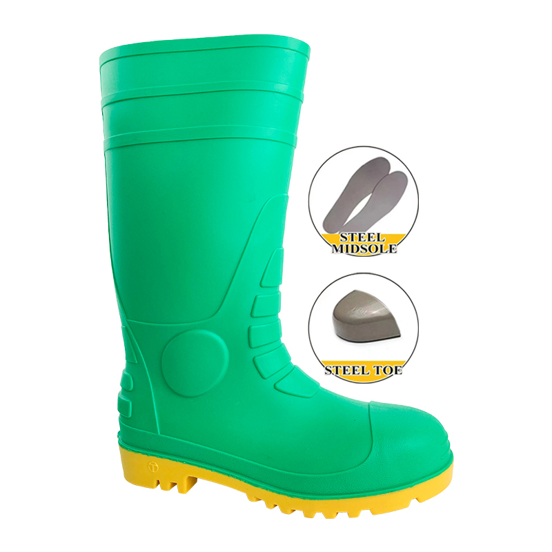 ASTM Chemical Resistant PVC Safety Boots with Steel Toe and Midsole