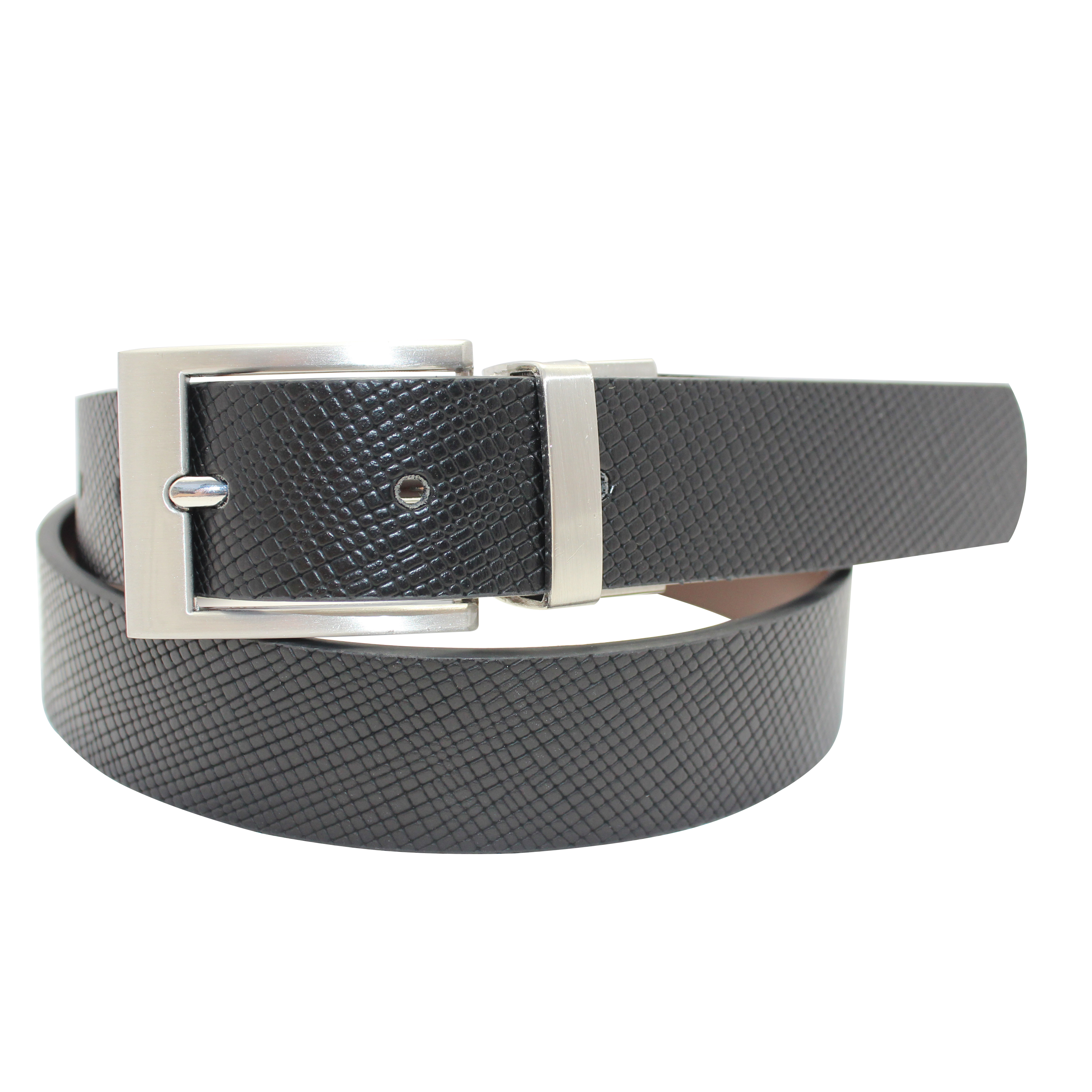 Wide <a href='/leather-belt/'>Leather Belt</a> with Embossed Design and Silver Buckle 30-23047