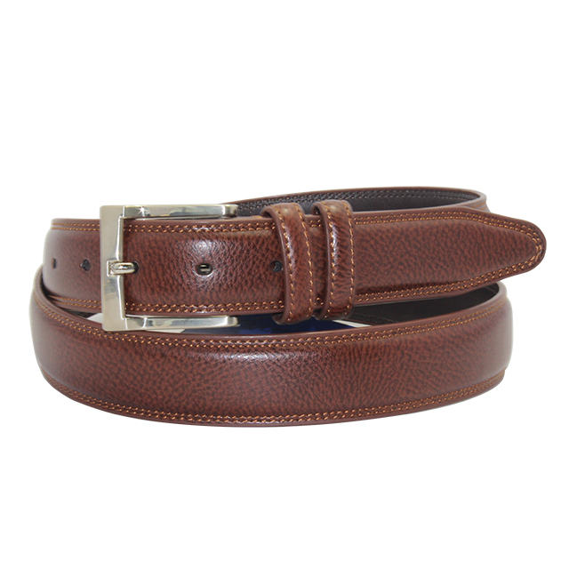 Wide <a href='/leather-belt/'>Leather Belt</a> with Embossed Design and Silver Buckle
