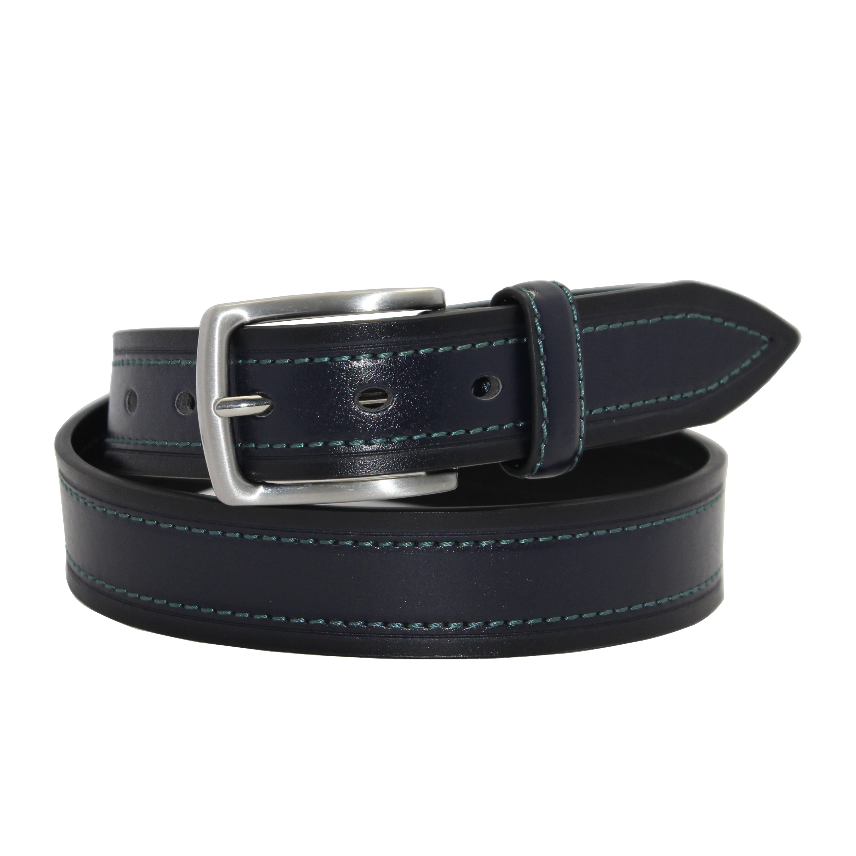 Textured Leather Jeans Belt with Unique Buckle 35-23455