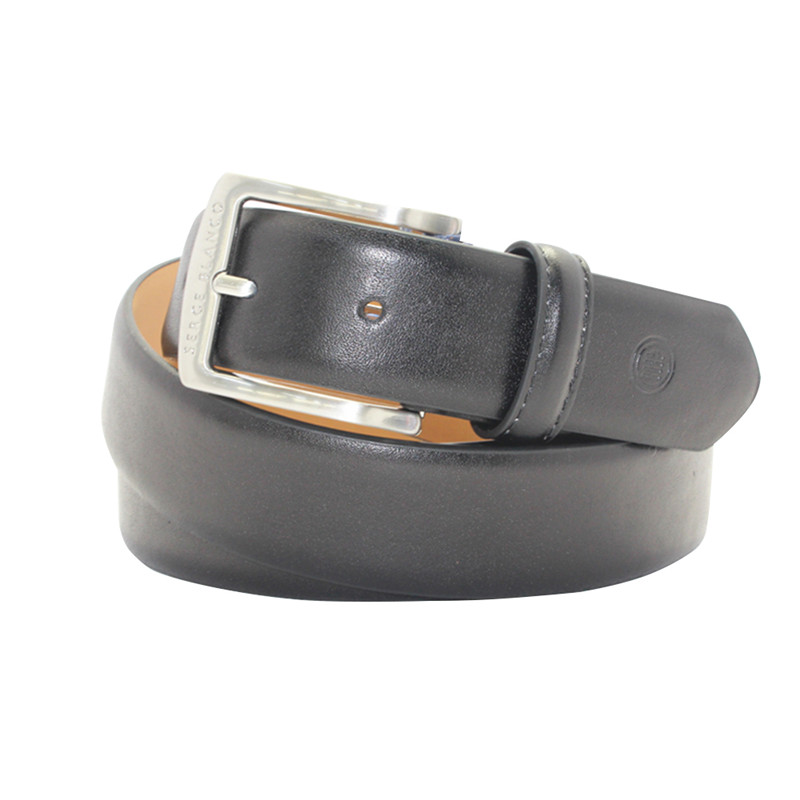 High Quality Classic Men's Noir <a href='/casual-belt/'>Casual Belt</a> With Silver Pin Buckle 35-122171