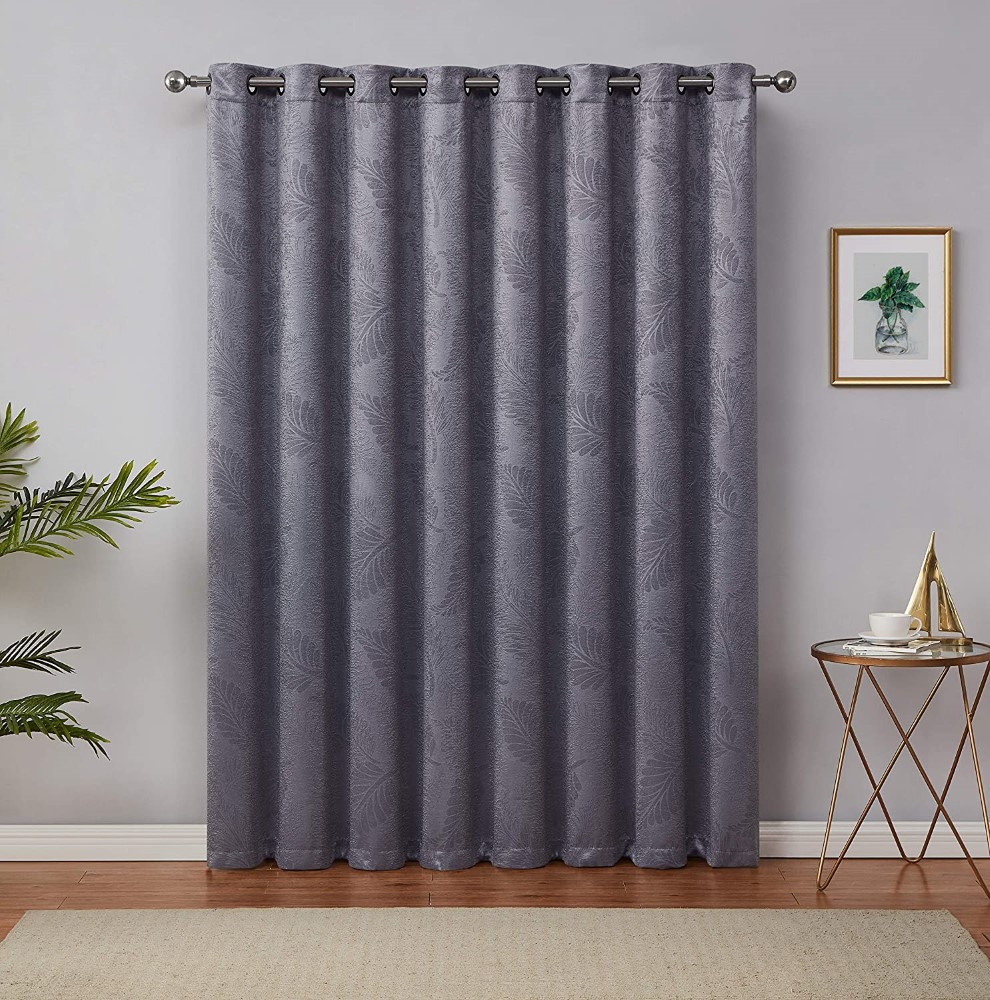 3D Embossed Room Darkening Thermal Insulated Drapes Extra Wide <a href='/curtain/'>Curtain</a> Panel  Ideal for Sliding and Patio Doors 