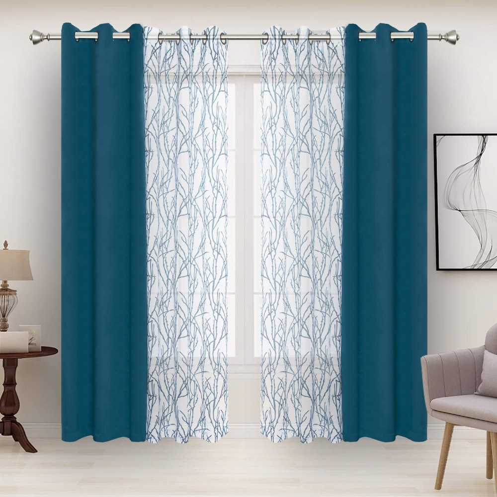 Branch Print Sheer Curtains (2)