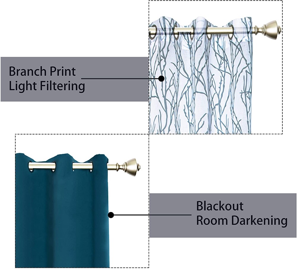 Branch Print Sheer Curtains (3)