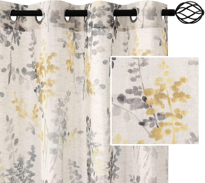 Dairui Textile Free Sample Light Weight Blend Linen Floral Print Grommet <a href='/curtain/'>Curtain</a>s and Drapes