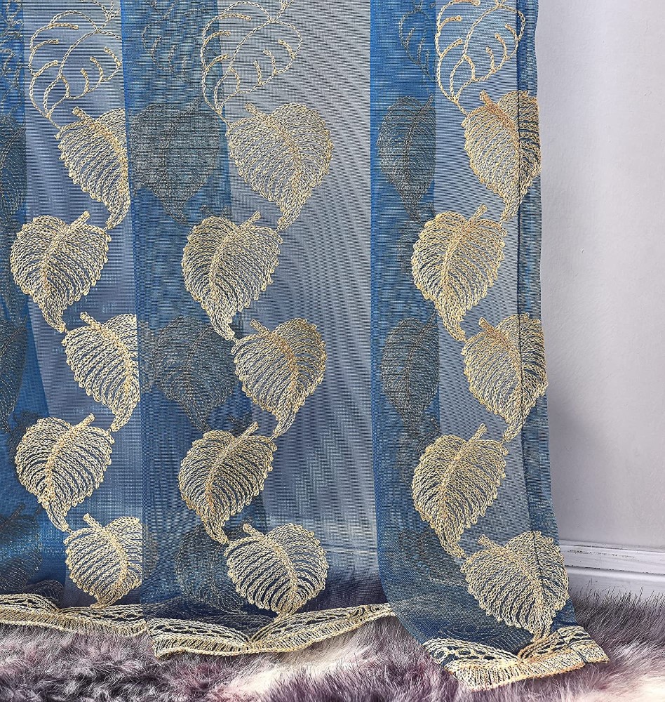 Embroidery Leaves Sheer Curtain (4)