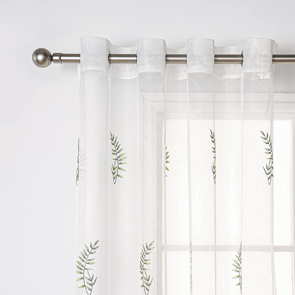 Floral Embroidery Sheer Curtains (2)