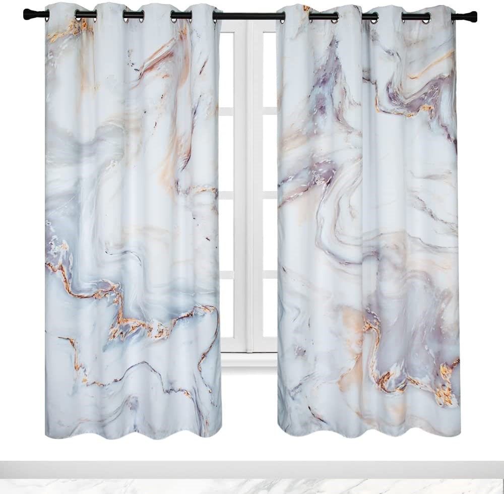 Grey Marble Blackout Curtain (1)