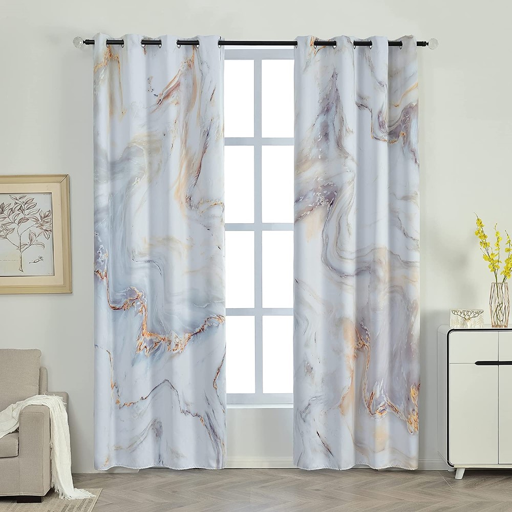 Grey Marble Blackout Curtain (4)