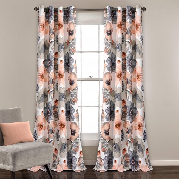 Top Window Treatment Set Ready Made Living Room Thermal Insulated Floral Print Blackout <a href='/curtain/'>Curtain</a>