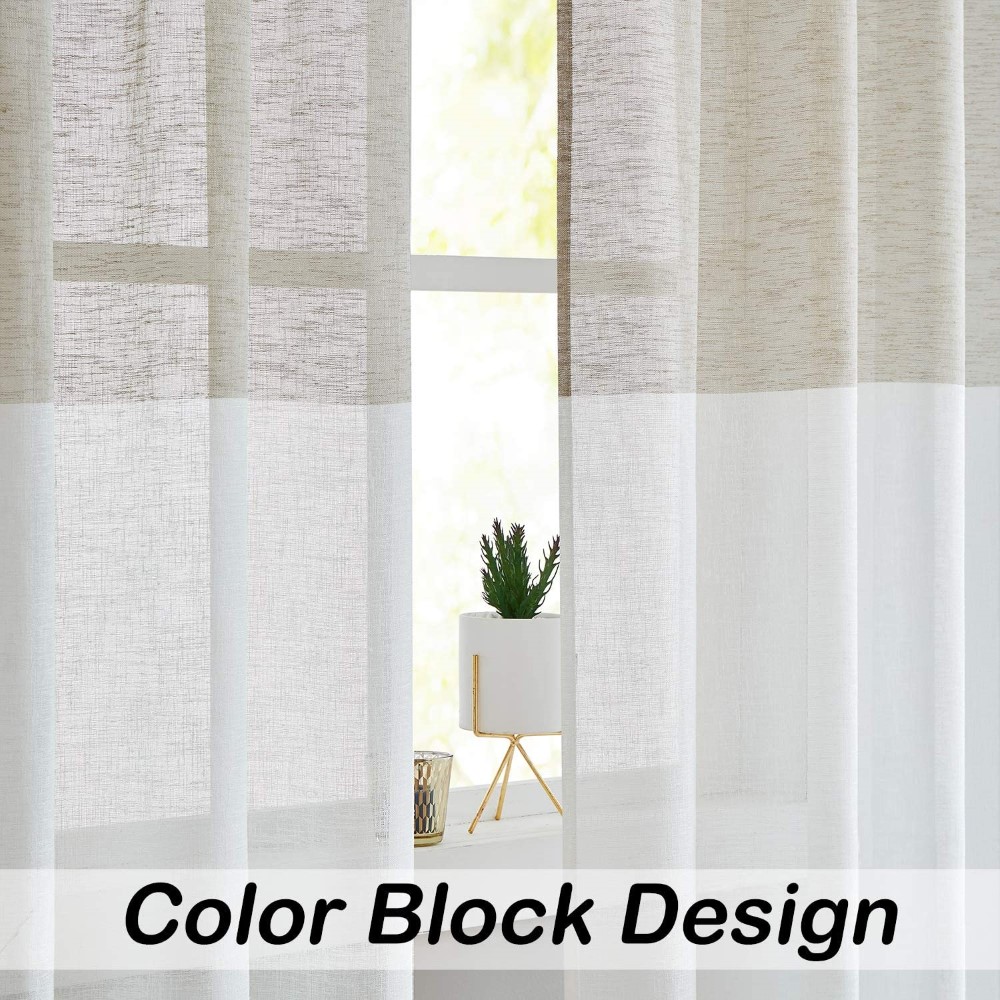 Sheer Color Block Window Curtain (2)