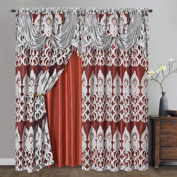 Luxury Home Textile Hotel European Jacquard <a href='/curtain/'>Curtain</a> Energy Saving Rod Pocket Window Curtain Swag Valance 