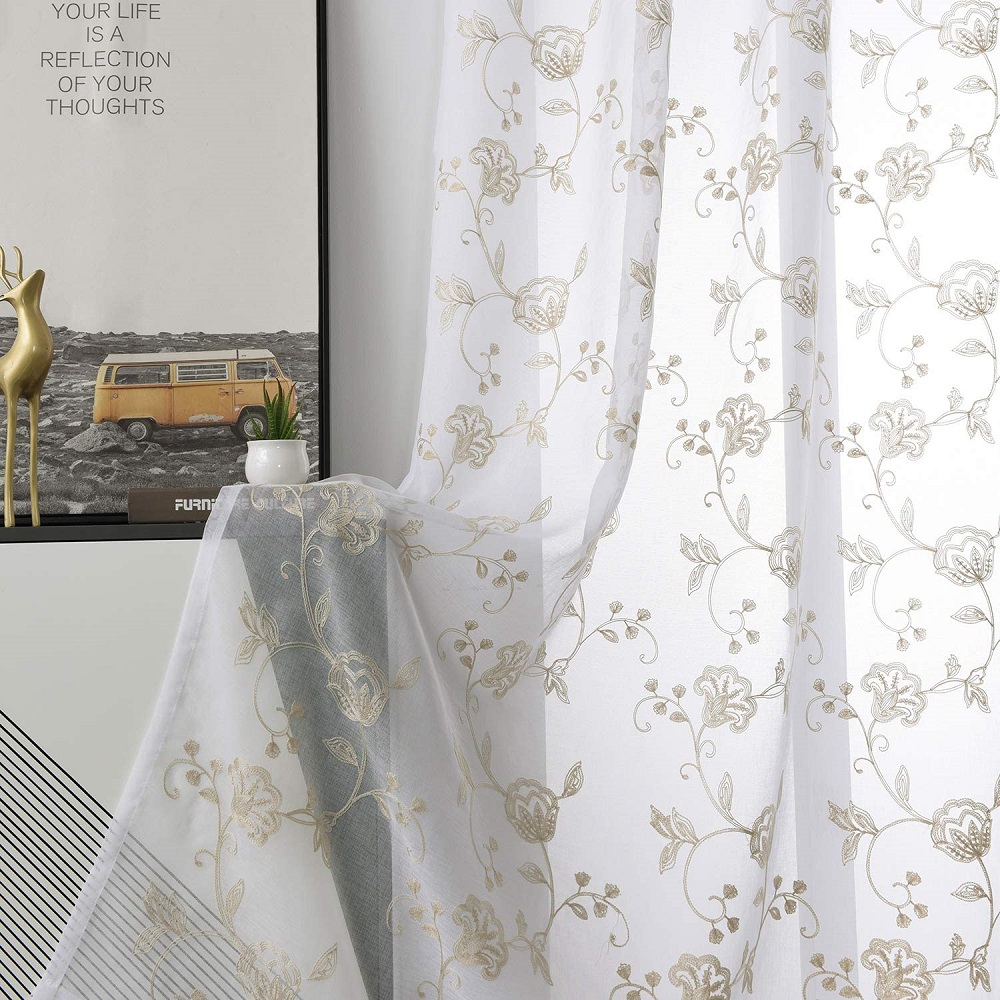 Voile embroidery curtain