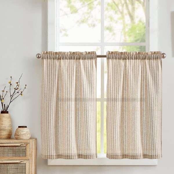 Best Selling Short Window Treatment Ready Made Cafe Kitchen Window Woven Rod Pocket <a href='/curtain/'>Curtain</a>