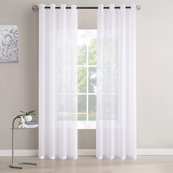  Dairui Textile Solid Voile <a href='/curtain/'>Curtain</a>s with Grommet Top  Sheer White Curtains Semi Translucent Curtains 