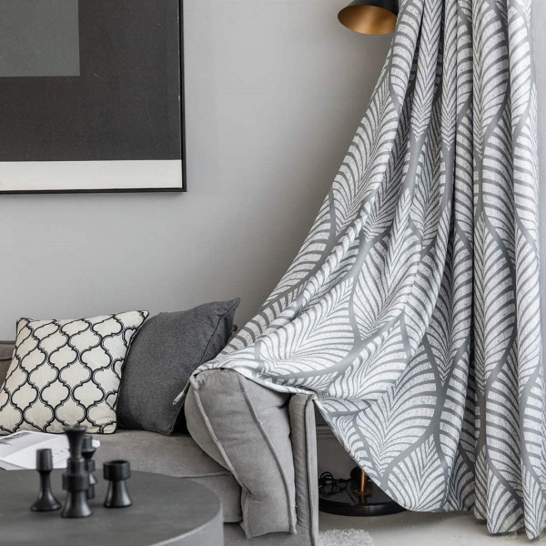 Wholesale Room Darkening European Grey Geometric <a href='/blackout-curtains/'>Blackout Curtains</a> Striped Curtains for Living Room Bedroom 