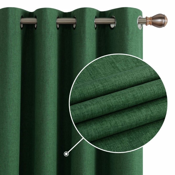  Dairui Textile Faux Linen Full <a href='/blackout-curtains/'>Blackout Curtains</a> Sound Reduction Grommet Solid Curtains Green Home Decoration for Bedroom