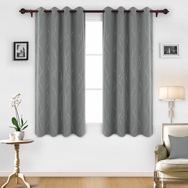 Dairui Textile Bedroom Stripe Silver Foil Print Thermal Insulated Energy Saving Grommet Window <a href='/curtain/'>Curtain</a>s 