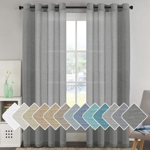 Fancy Home Furnishing <a href='/curtain/'>Curtain</a> Decor High Quality Hotel Sliding Door Solid Woven Fabric Sheer Curtain