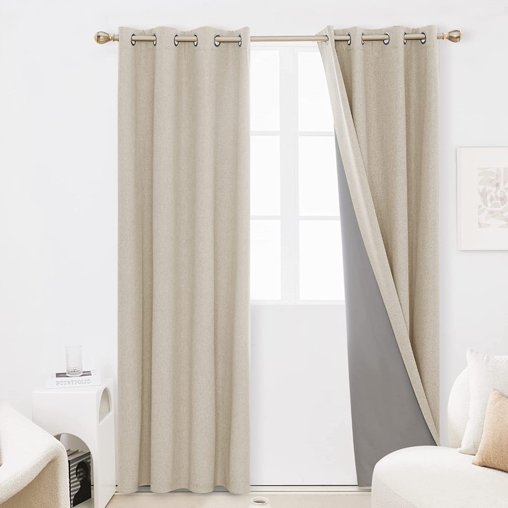 100% <a href='/blackout-curtains/'>Blackout Curtains</a> 84 Inch Length 2 Panels Set, Thermal Insulated Energy Saving Curtains for Living Room, Grommet Sliding Door Curtains