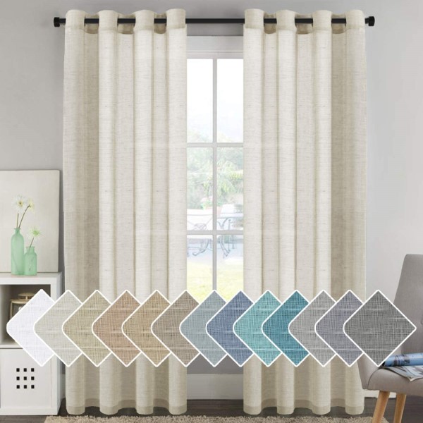 Wholesale Home Decorative Privacy Window Treatment Set Luxury Living Room Bedroom Natural Linen <a href='/curtain/'>Curtain</a>s Drape