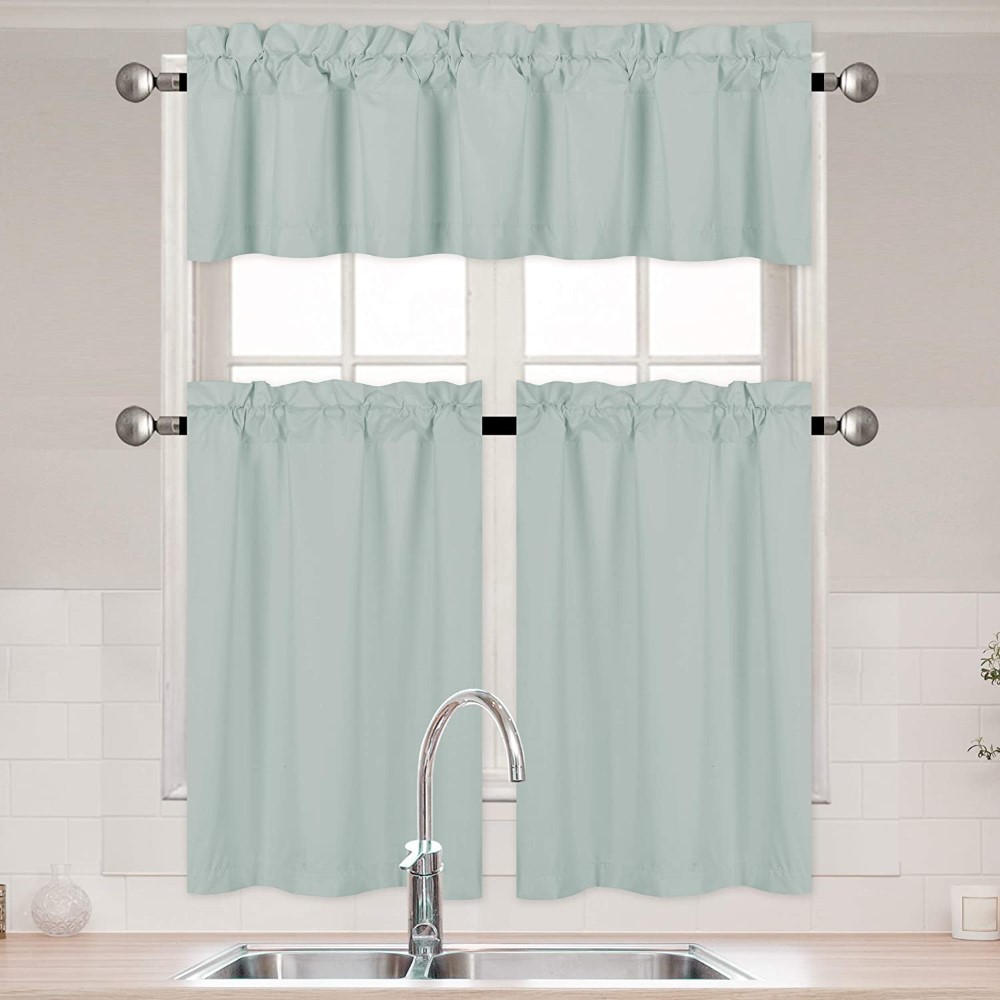 Solid Color Kitchen Curtain Set (1)