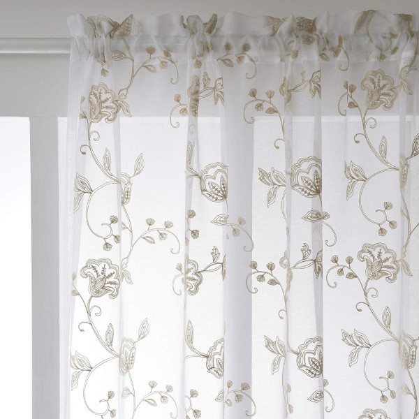 Custom Living Room Leaf Tile Embroidered Window <a href='/curtain/'>Curtain</a> Rod Pocket Leaf Geometric Embroidery Drapes Bedroom Kitchen Curtain