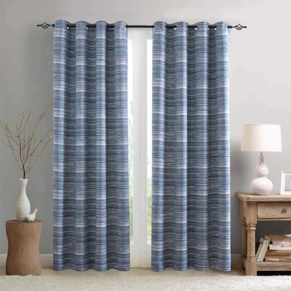 Dairui Textile Room Darkening Curtains 63 inches Long for Bedroom Coastal Panels Thermal Insulated Window Treatment Set Grommet Top 