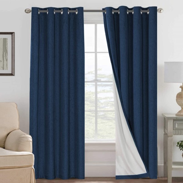 Luxury Window <a href='/curtain/'>Curtain</a> Set Bedroom Grommet Linen Textured Casual Weave Curtain Heavy Weighted Drapes