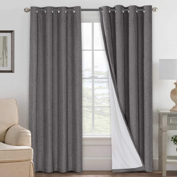 Wholesale Hotel Quality Living Room Dining Room Grey 100% Blackout Shield Linen Fabric <a href='/blackout-curtains/'>Blackout <a href='/curtain/'>Curtain</a>s</a> 