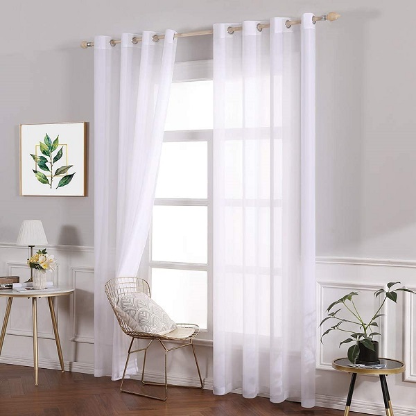  Dairui Textile <a href='/curtain/'>Curtain</a> Fabric Sheer White Curtains Semi Translucent Curtains Solid Voile Curtains with Grommet Top 