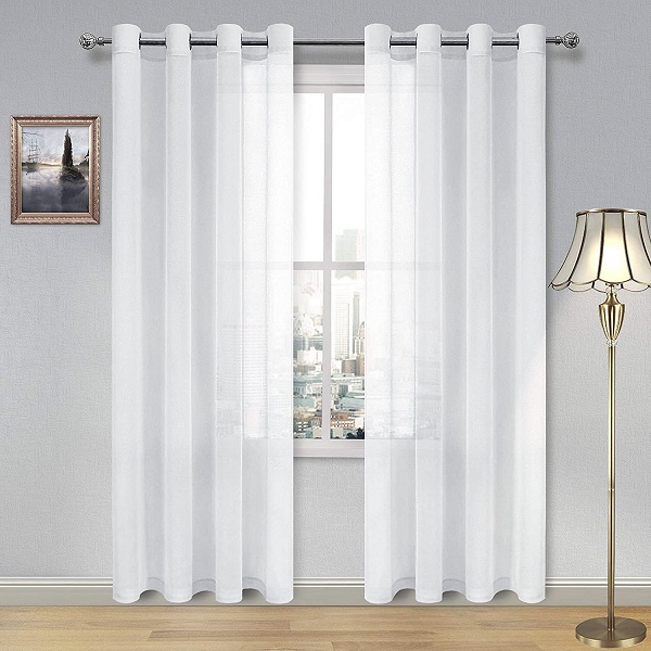 Dairui Textile White Sheer <a href='/curtain/'>Curtain</a>s Semi Transparent Voile Grommet Window Drapes for Living Room Bedroom