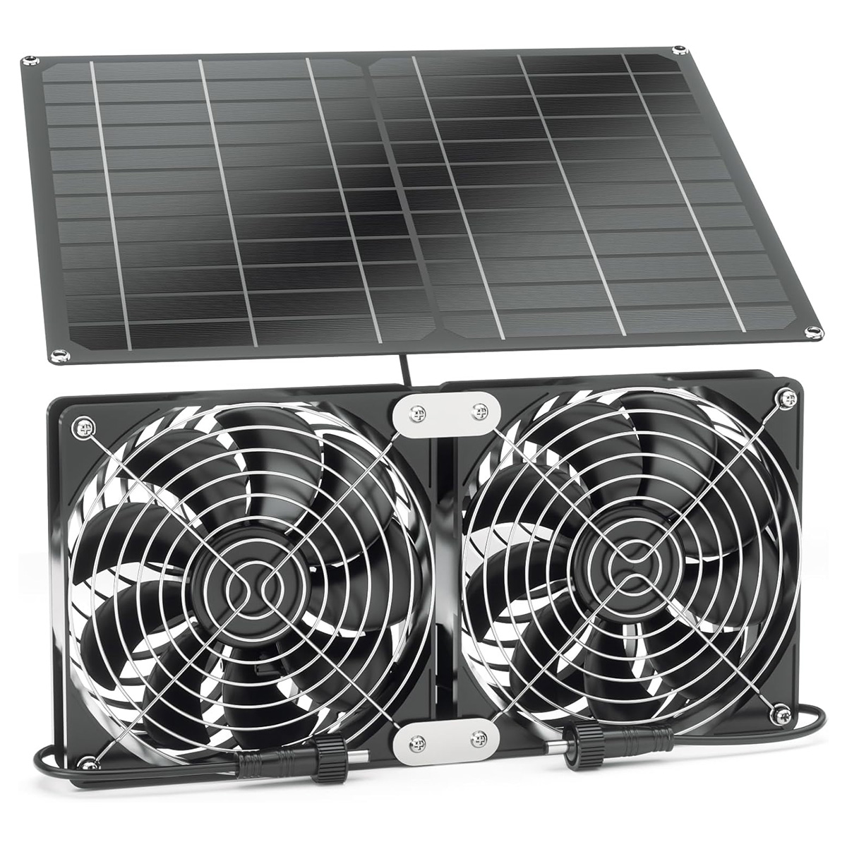 <a href='/solar-fan/'>Solar Fan</a>, 25W Solar Powered Fan with Two IPX7 Waterproof Fans for Outside Greenhouse Shed Chicken Coop, Exhaust Intake Mounting Way and <a href='/solar-panel/'>Solar Panel</a> Fan Kit  power: 25W