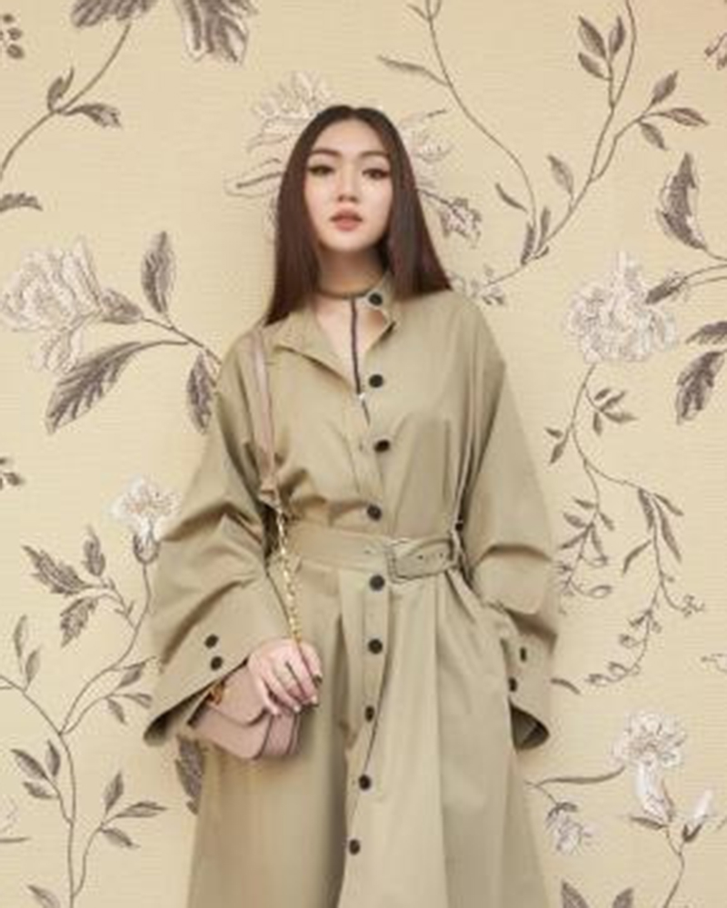 <a href='/custom/'>Custom</a> button loose belt waist elegant casual khaki coat X