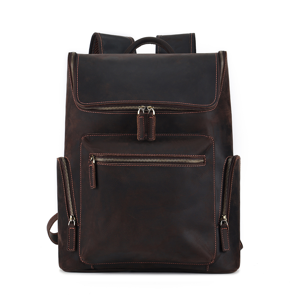 Custom Vintage Large Capacity Crazy Horse Leather <a href='/backpacks/'>Backpacks</a> for men