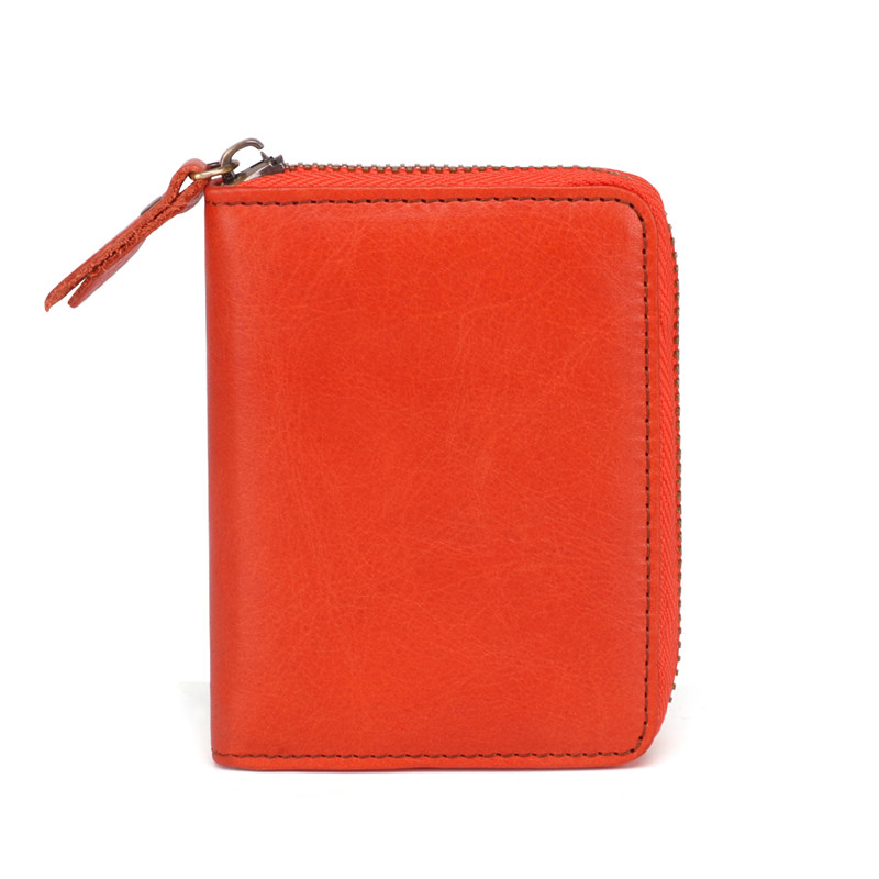 Custom logo Leather rfid zippers Card Holders