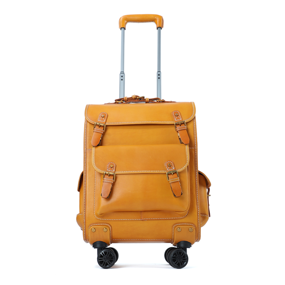Customizable leather multifunctional large capacity suitcase