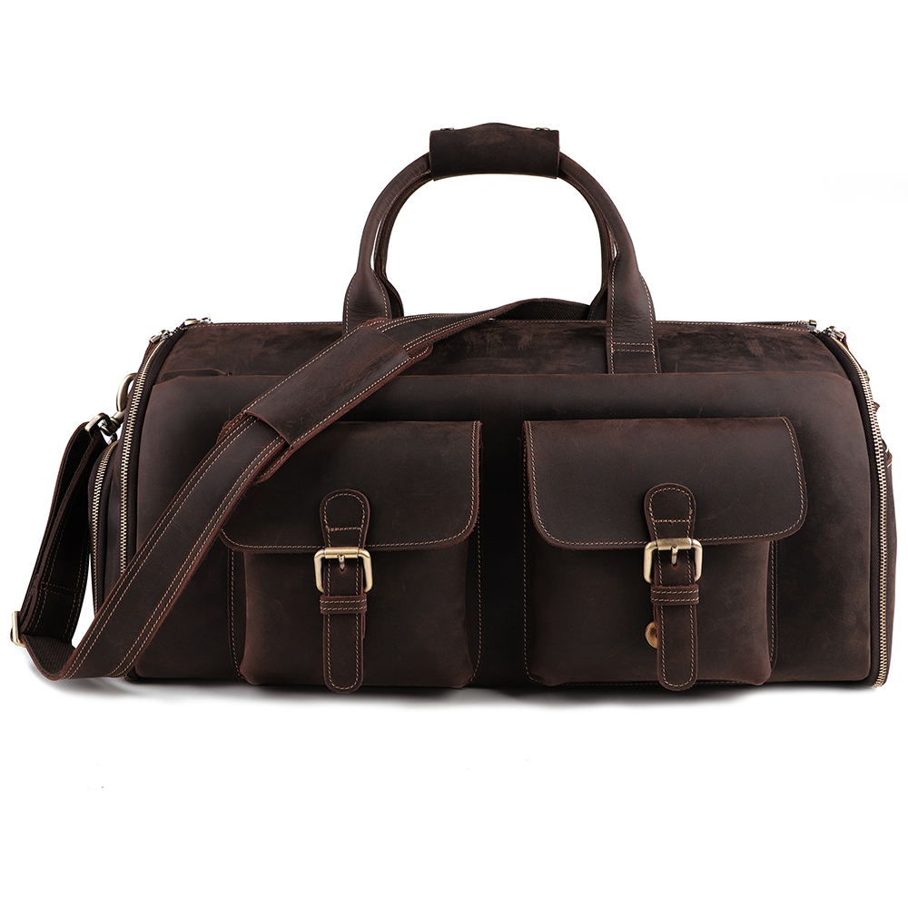 Customized Large Capacity Travel Bag Men's Bag Crazy Horse Leather Vintage Travel Bag Luggage Bag 