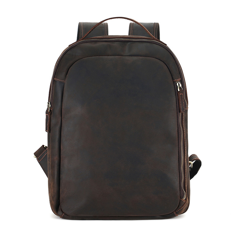 Customized Crazy Horse Leather Men's Business 15.6 inch Computer Backpack men bag
