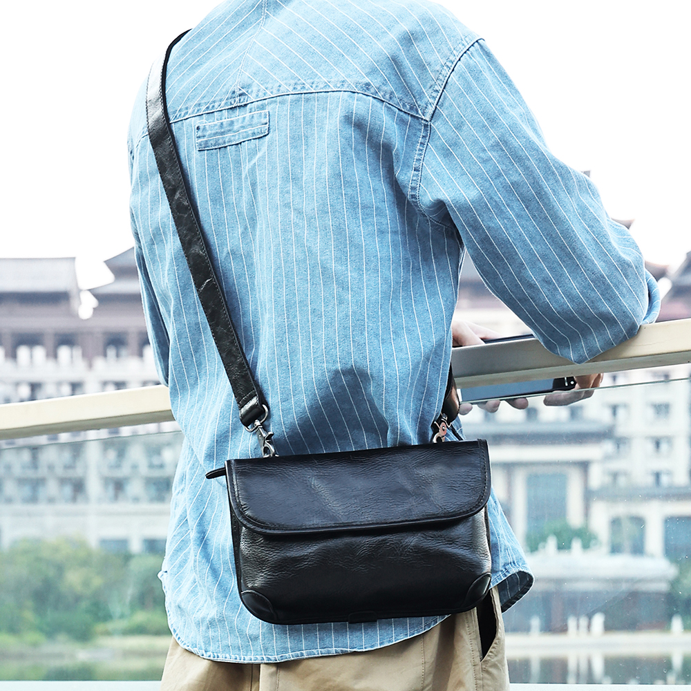 Retro and trendy men's leather bag <a href='/shoulder-bag/'>shoulder bag</a> Head layer cowhide crossbody bag street casual black, brown, coffee colored men's bag