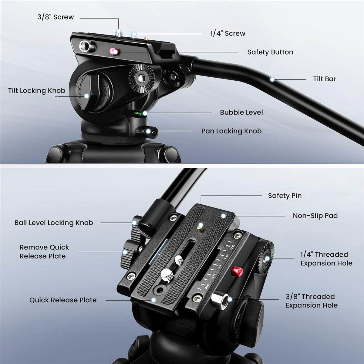 Aluminum Live Streaming Photographic Camera Tripod Stand detail (2)