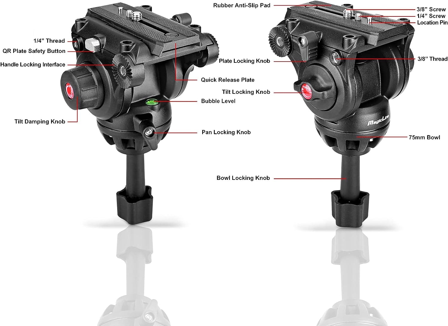 65.7 inch Heavy Duty Rubber Feet Video Camera Tripod detai (5)