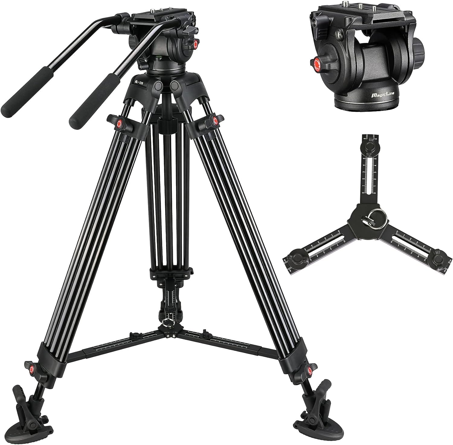 65.7 inch Heavy Duty Rubber Feet Video Camera Tripod detai (6)