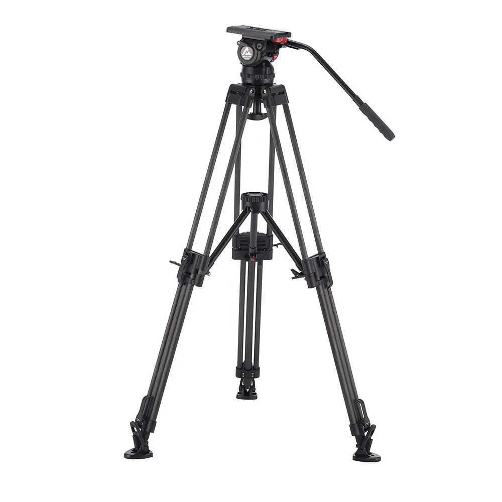 Carbon Fiber <a href='/broadcast-cameras-tripod/'>Broadcast Cameras Tripod</a> System With Mid-Level Spreader