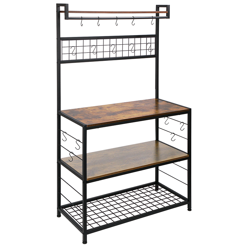 ERGODESIGN <a href='/bakers-racks/'>Baker's Racks</a> and Microwave Stands for Kitchen Utensils with 16 Hooks & 3-layer Shelves